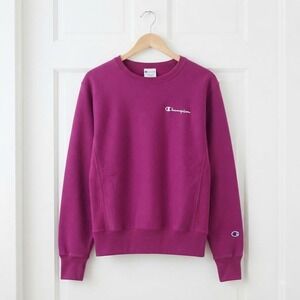 Champion Reverse Weave Crewneck Sweatshirt Purple Script Logo Sz XS